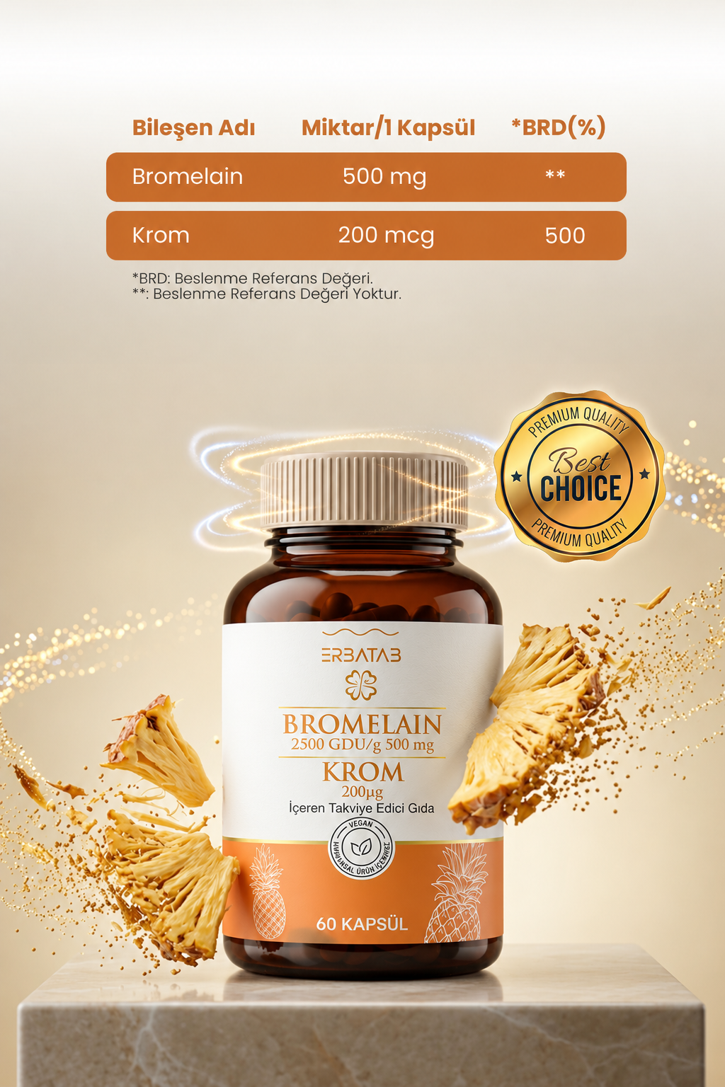 Bromelain Krompikolinat 60 Kapsül