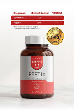 Erbatab Betain HCl Pepsin Takviye Edici Gıda Peptix 60 Kapsül - 3