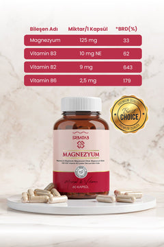 Erbatab Magnezyum 3'lü Form (Bisglisinat, Sitrat, Malat) + Vitamin B2, B3, B6 60 Kapsül - 3