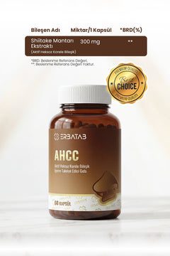 Erbatab AHCC 60 Bitkisel Kapsül Shiitake Mantar Kaynaklı Takviye Edici Gıda