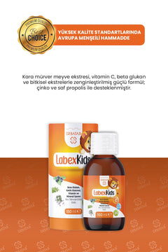Erbatab Labex Kids Çinko Kekik Beta Glukan Karamürver Çocuk Multivitamin Şurup 150 ml