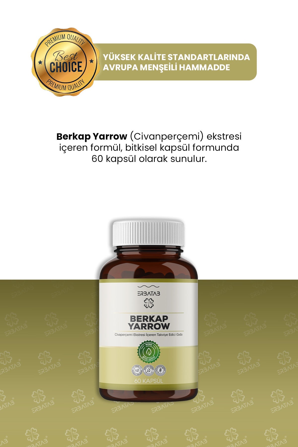 Erbatab Civan Perçemi Ekstresi Berkap Yarrow 60 Kapsül