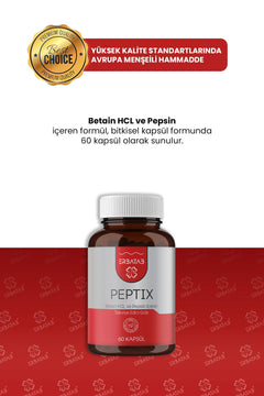 Erbatab Betain HCl Pepsin Takviye Edici Gıda Peptix 60 Kapsül - 5