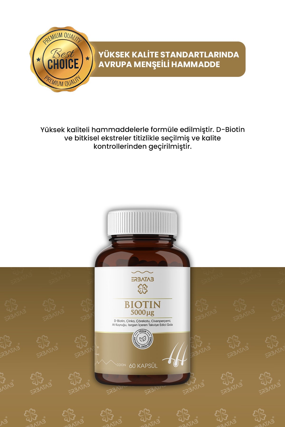 Erbatab Biotin (Çinko, Çörek Otu, Civan Perçemi, At Kuyruğu, Isırgan Ekstresi) 60 Kapsül - 5