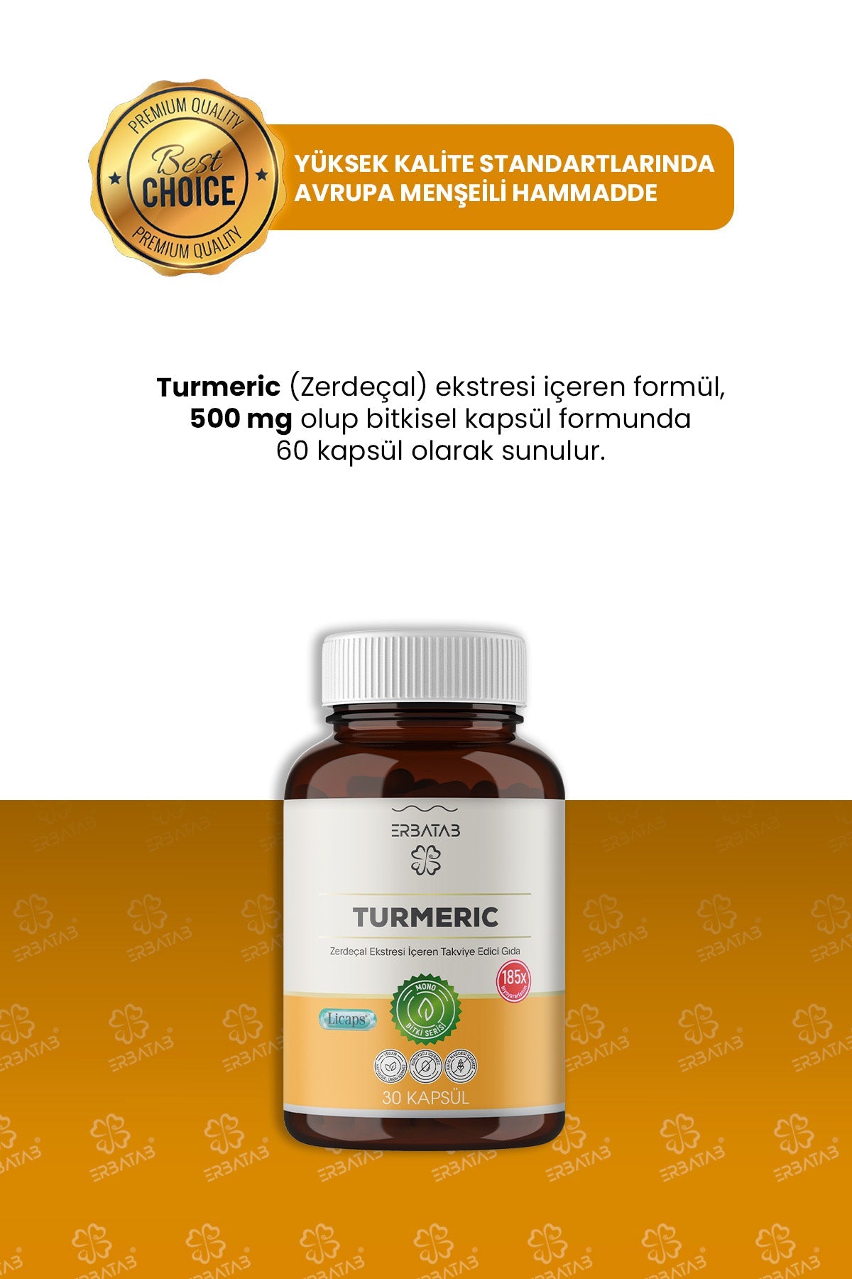 Erbatab Zerdeçal Curcumin Turmeric Ekstresi 30 Kapsül Licaps®