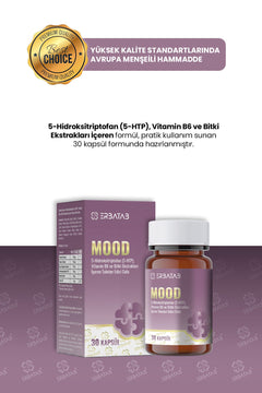 Erbatab Mood 5-HTP 30 Kapsül Passiflora, Valerian ve Melisa Ekstraktları İçeren Takviye Edici Gıda