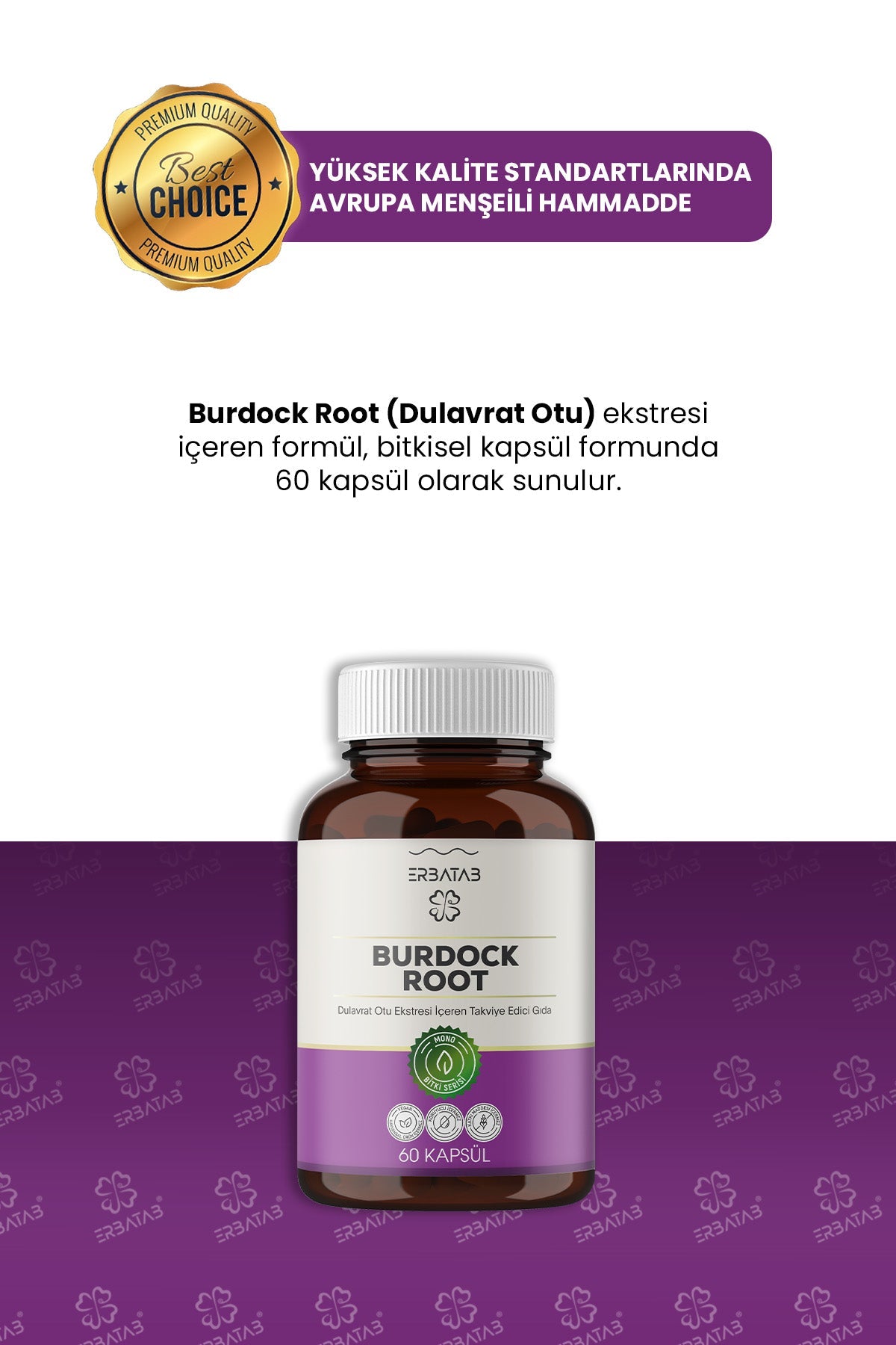 Erbatab Dulavrat Otu Burdock Root Ekstresi 60 Kapsül
