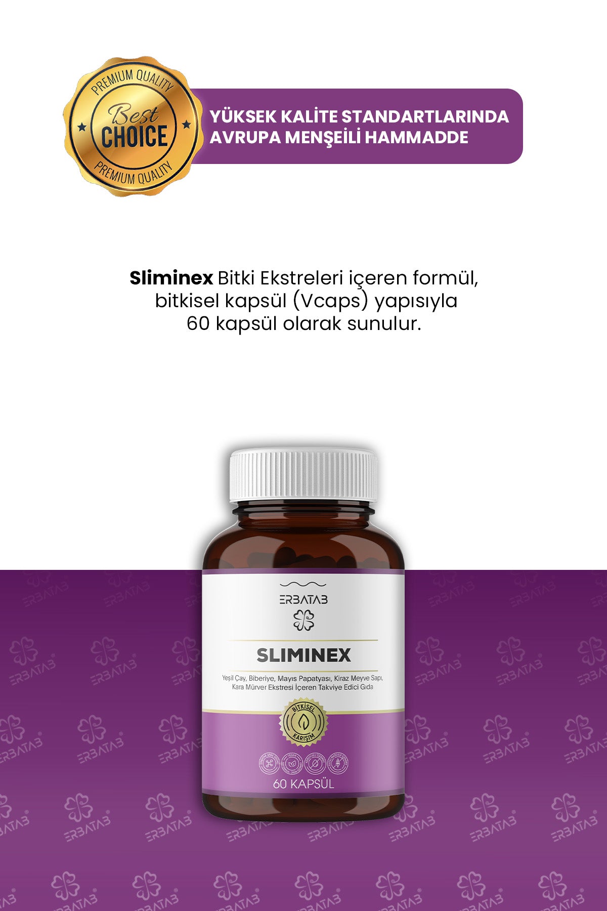 Erbatab Sliminex (Yeşil Çay, Biberiye, Mayıs Papatyası, Kiraz Sapı Ekstresi) 60 Kapsül - 5