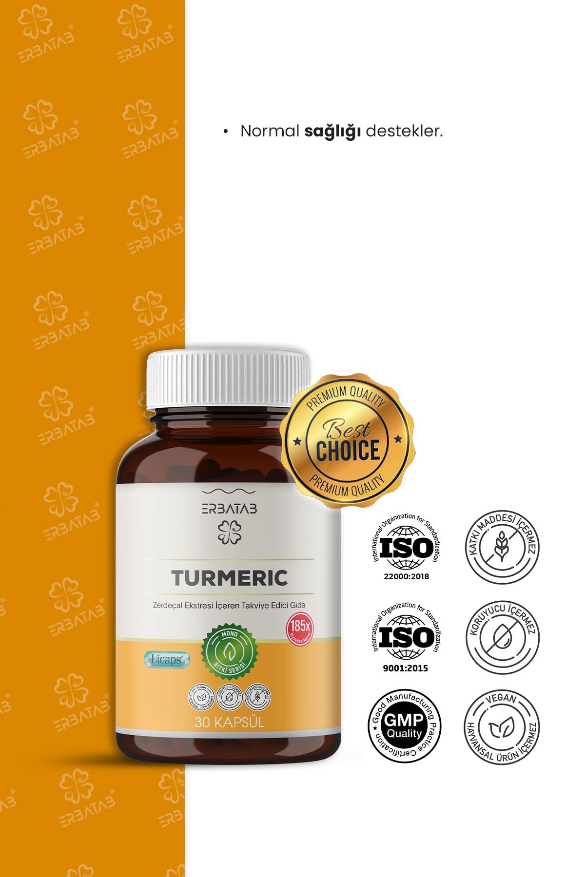 Erbatab Zerdeçal Curcumin Turmeric Ekstresi 30 Kapsül Licaps®