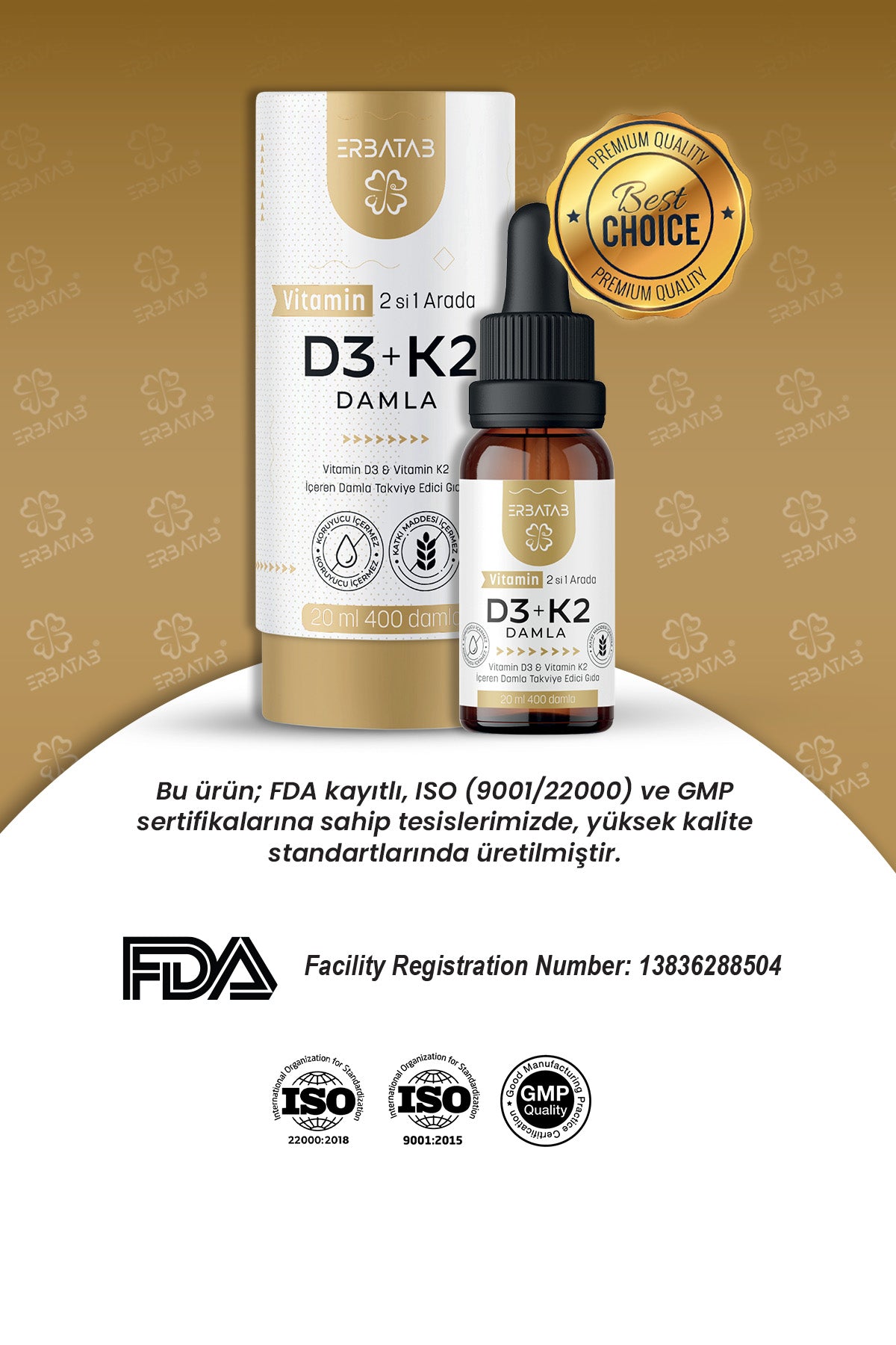 Erbatab D3 K2 damla 2'li set