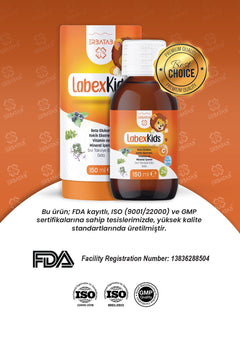 Erbatab Labex Kids Çinko Kekik Beta Glukan Karamürver Çocuk Multivitamin Şurup 150 ml