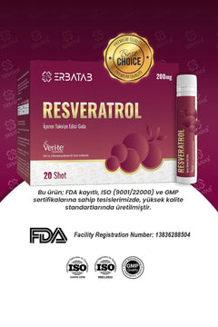 Erbatab Resveratrol Shot 200 Mg 20 Shot Ahududu Aromalı Takviye Edici Gıda