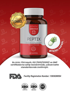 Erbatab Betain HCl Pepsin Takviye Edici Gıda Peptix 60 Kapsül - 7