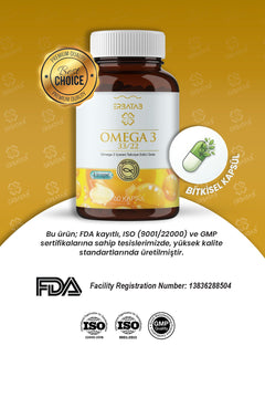 Erbatab Omega 3 - Balık Yağı - Hava Sızdırmaz, Okside Olmayan Licaps omega3 60 Kapsül