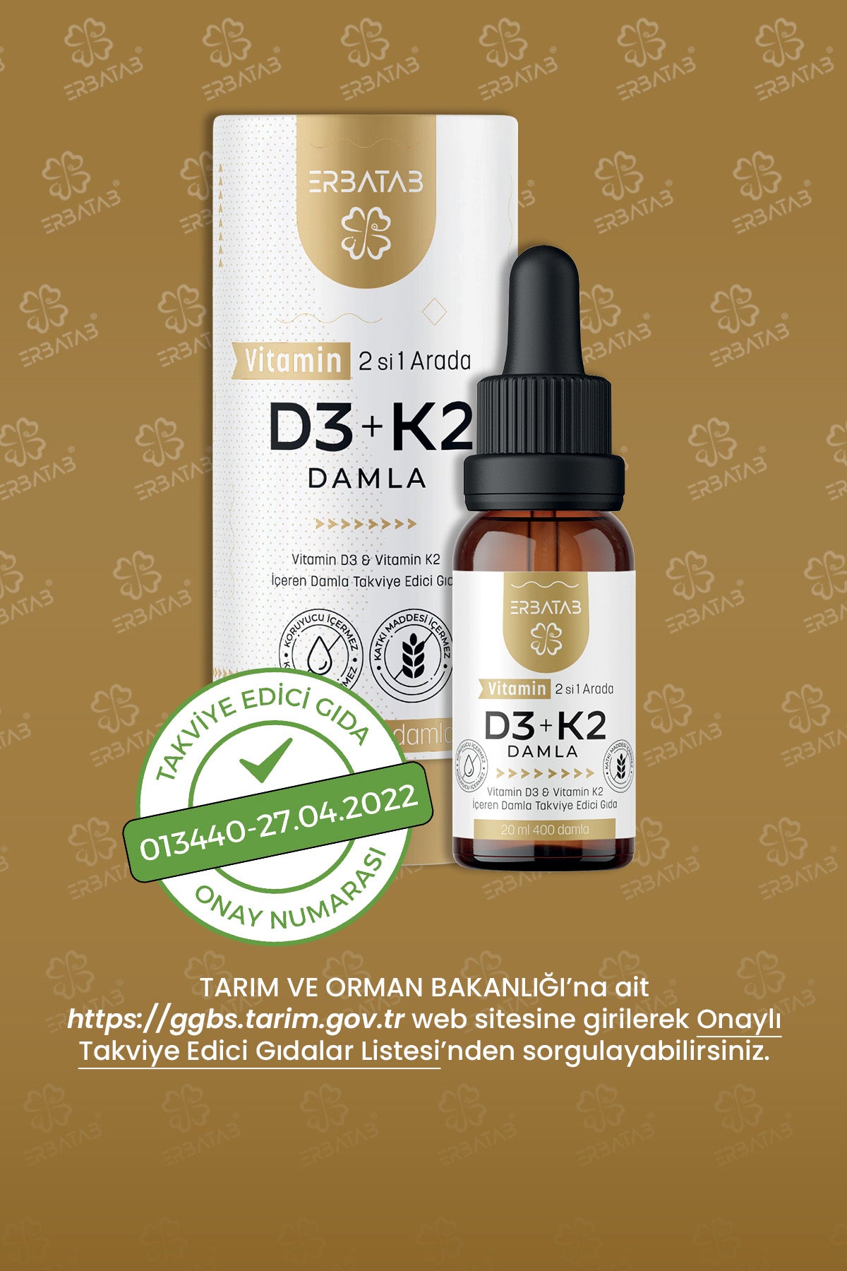 Erbatab D3 K2 damla 2'li set
