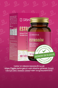 Erbatab Estrodim | 100 mg DIM | Kalsiyum D-Glukarat | Savoy Lahanası | Japon Poligonu | 60 Tablet