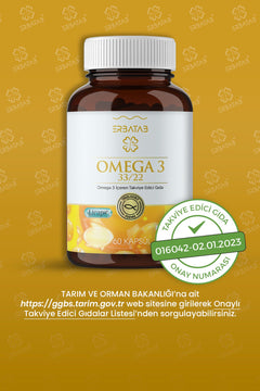 Erbatab Omega 3 - Balık Yağı - Hava Sızdırmaz, Okside Olmayan Licaps omega3 60 Kapsül