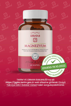 Erbatab Magnezyum 3'lü Form (Bisglisinat, Sitrat, Malat) + Vitamin B2, B3, B6 60 Kapsül - 8