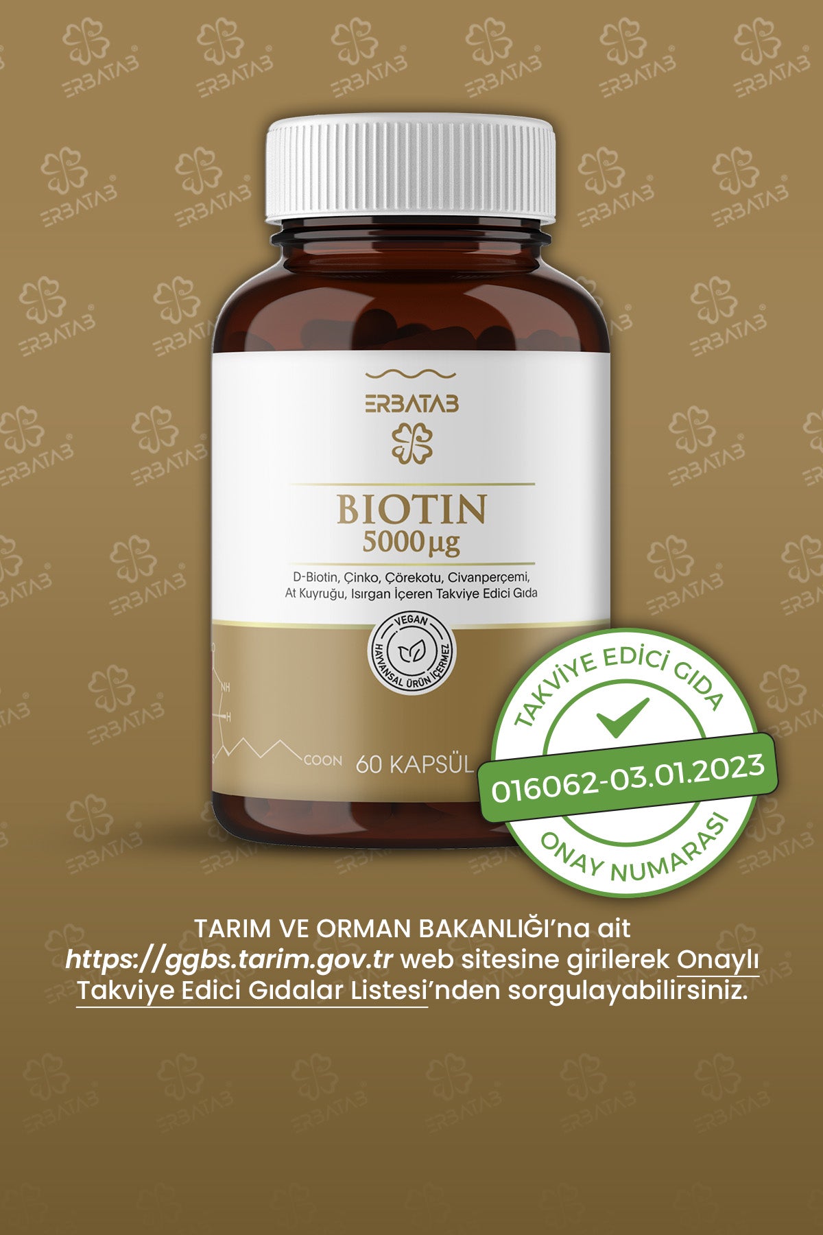 Erbatab Biotin (Çinko, Çörek Otu, Civan Perçemi, At Kuyruğu, Isırgan Ekstresi) 60 Kapsül - 8