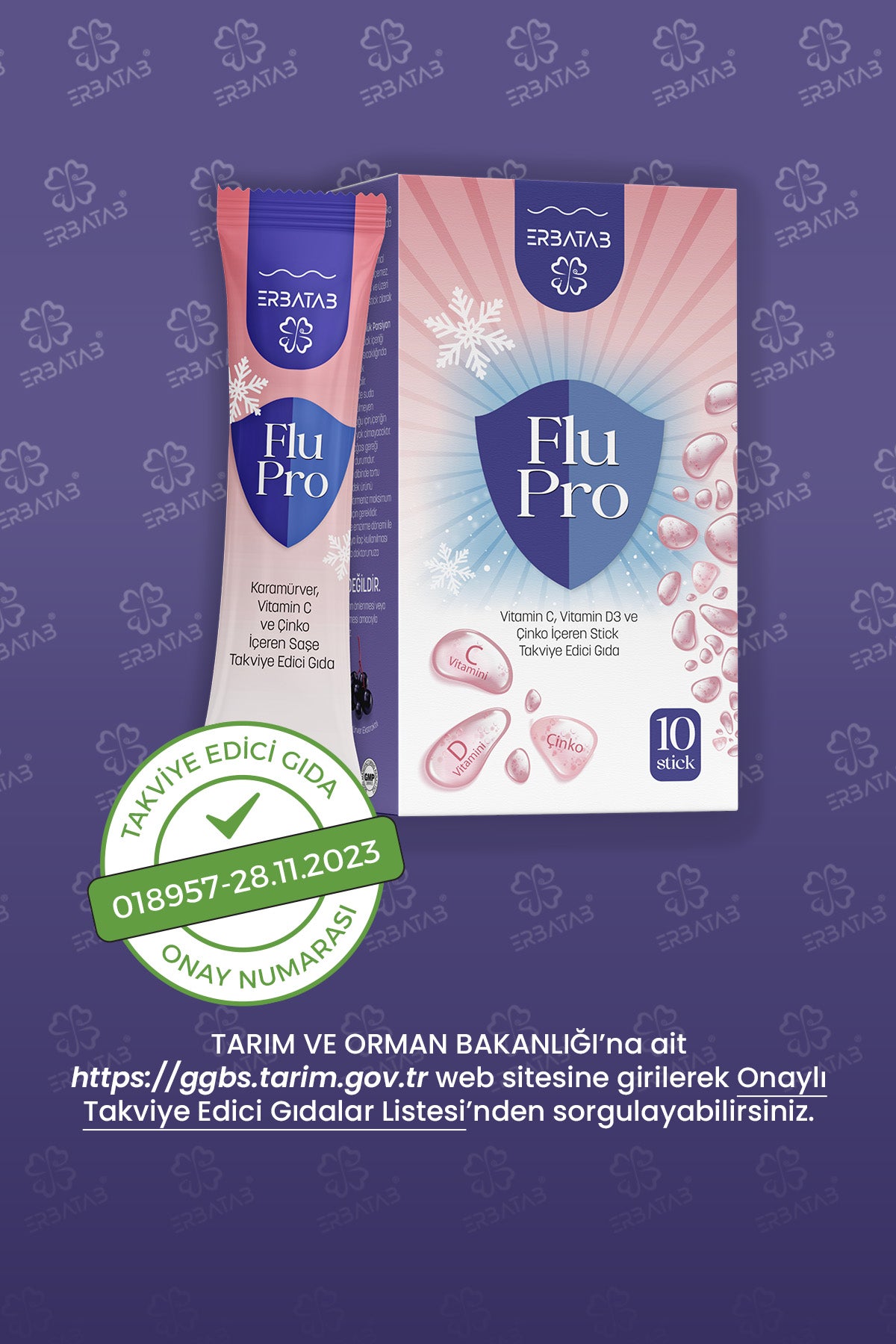 Erbatab Flu-pro Vitamin C Vitamin D3 Çinko Ve Karamürver Ekstresi 10 Stick