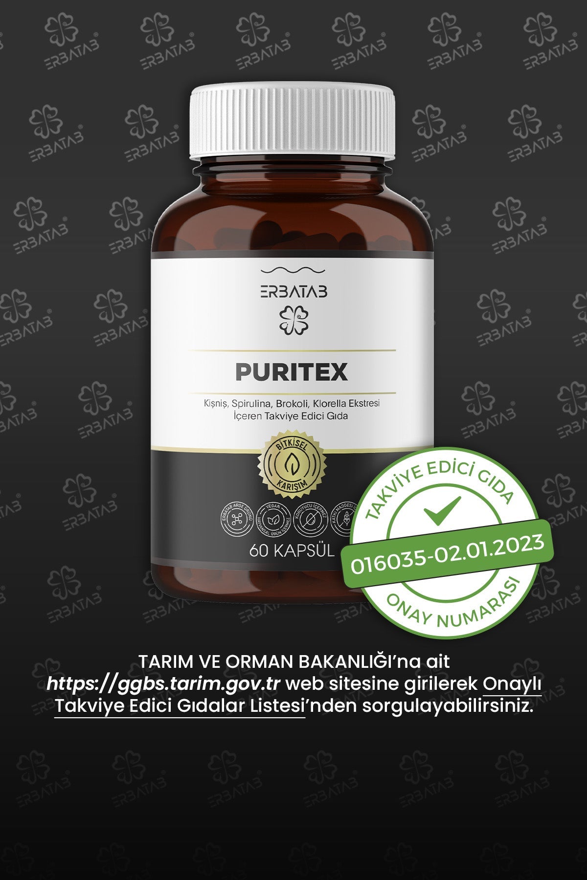 Erbatab Puritex (Kişniş, Spirulina, Brokoli, Klorella) 60 Kapsül - 8