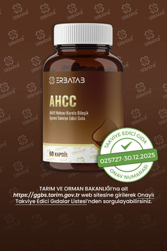 Erbatab AHCC 60 Bitkisel Kapsül Shiitake Mantar Kaynaklı Takviye Edici Gıda