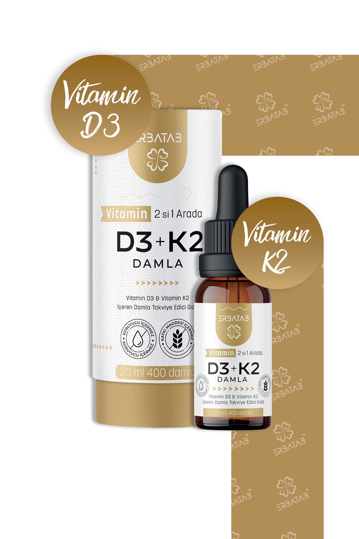 Erbatab D3 K2 damla 2'li set