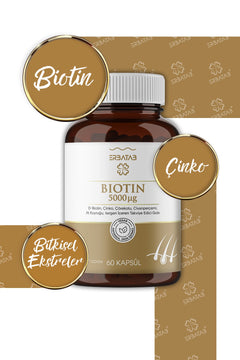 Erbatab Biotin (Çinko, Çörek Otu, Civan Perçemi, At Kuyruğu, Isırgan Ekstresi) 60 Kapsül - 9