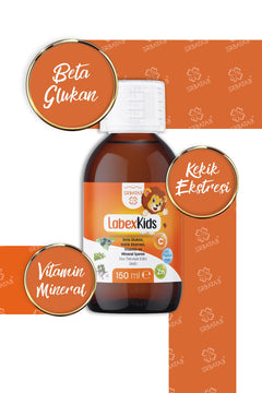 Erbatab Labex Kids Çinko Kekik Beta Glukan Karamürver Çocuk Multivitamin Şurup 150 ml
