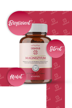 Erbatab Magnezyum 3'lü Form (Bisglisinat, Sitrat, Malat) + Vitamin B2, B3, B6 60 Kapsül - 9