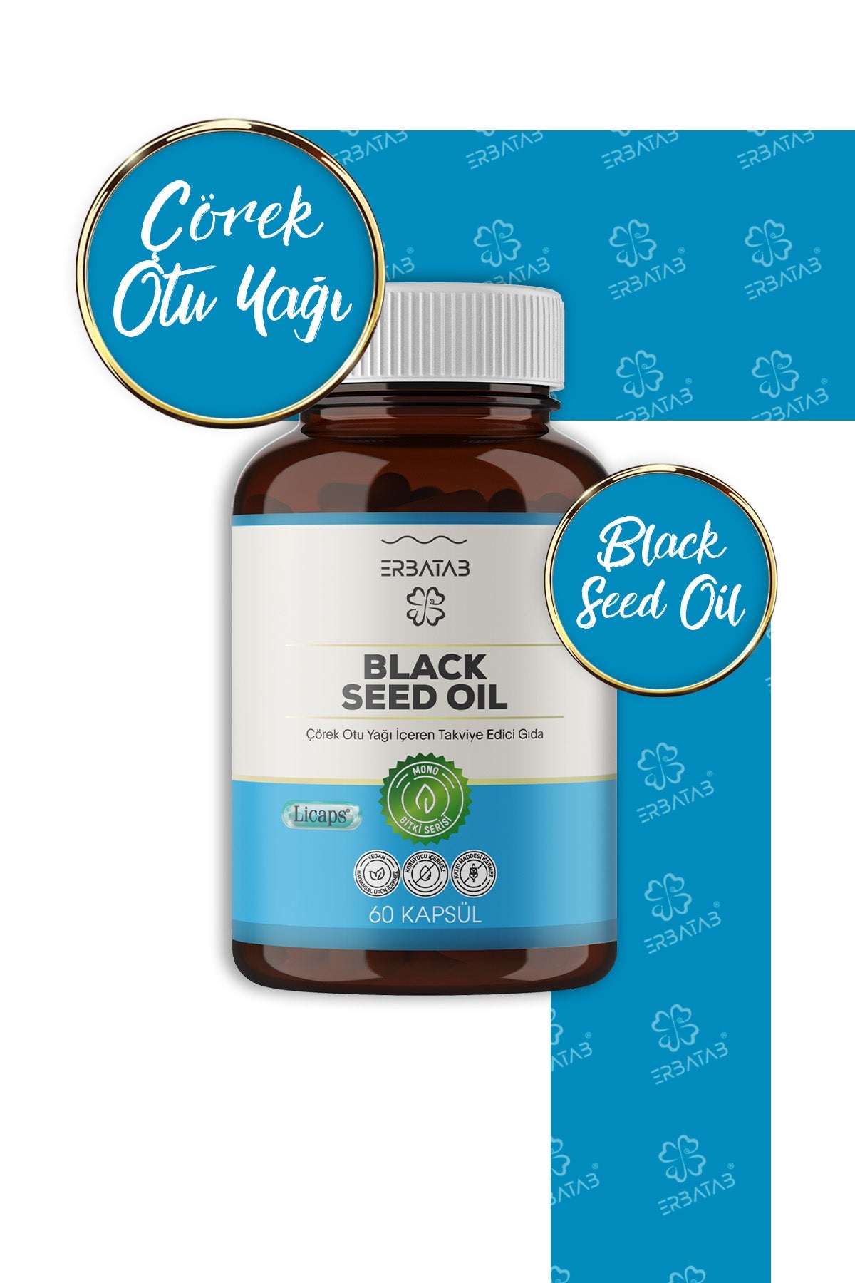Erbatab Çörek Otu Yağı Black Seed Oil 60 Kapsül Licaps®