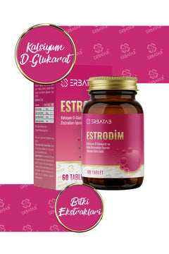 Erbatab Estrodim | 100 mg DIM | Kalsiyum D-Glukarat | Savoy Lahanası | Japon Poligonu | 60 Tablet