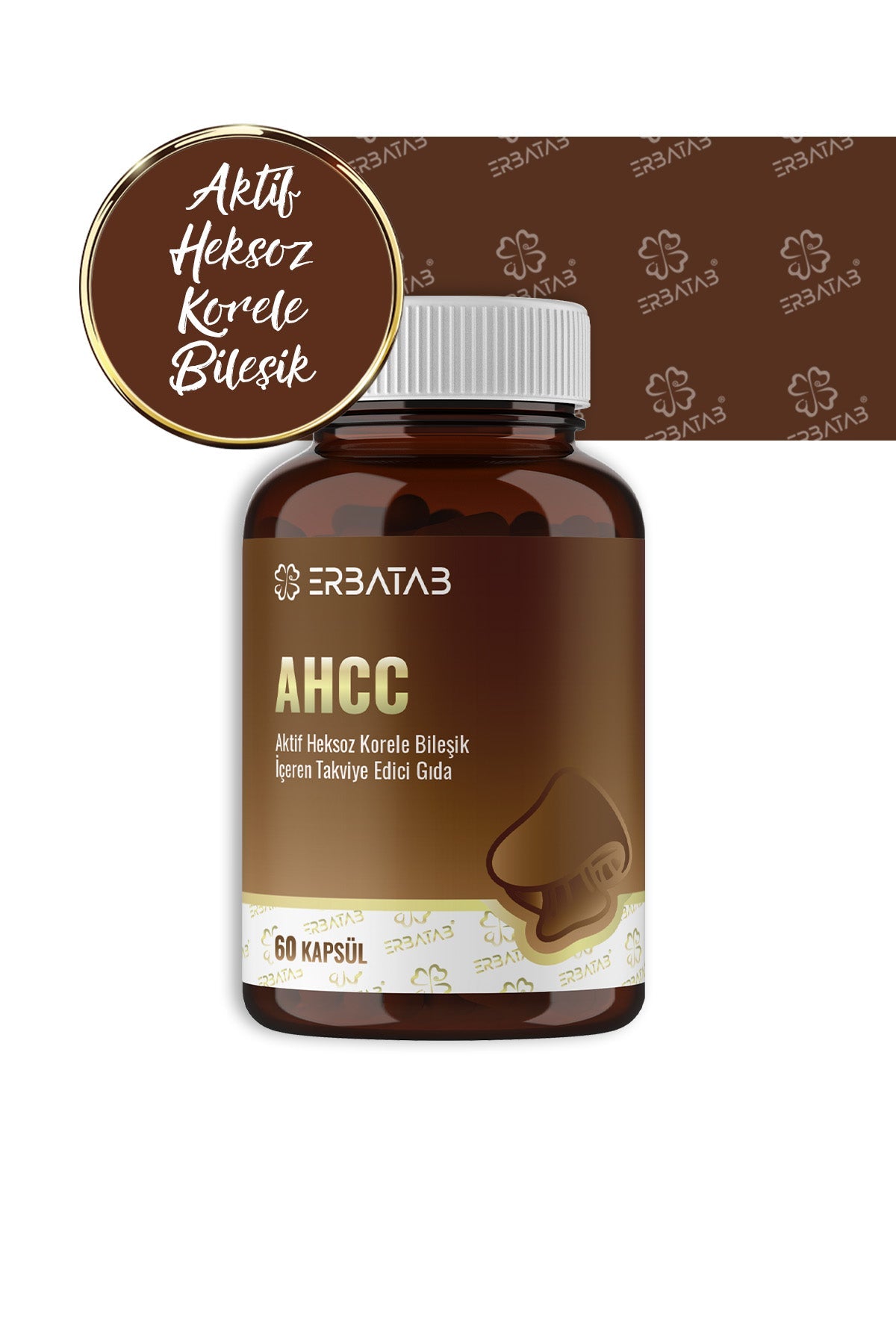 Erbatab AHCC 60 Bitkisel Kapsül Shiitake Mantar Kaynaklı Takviye Edici Gıda