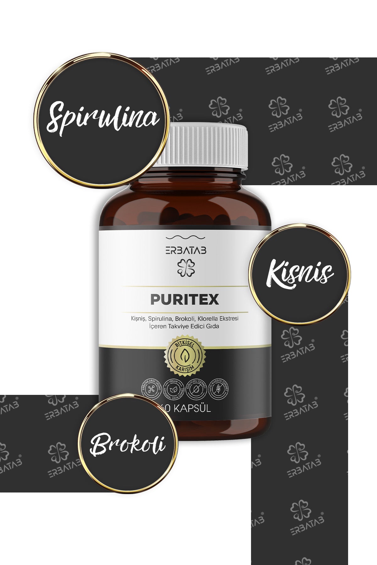Erbatab Puritex (Kişniş, Spirulina, Brokoli, Klorella) 60 Kapsül - 9