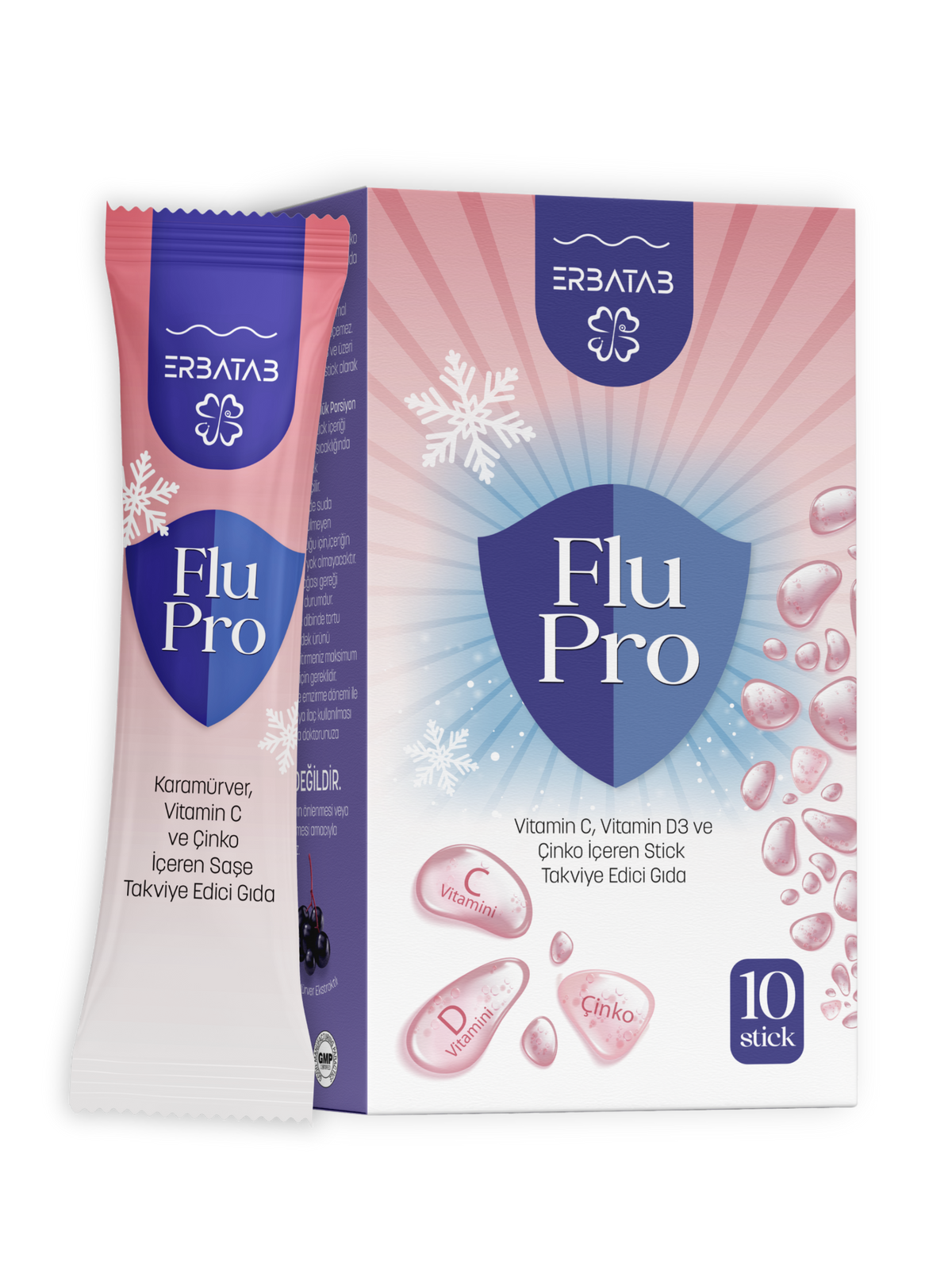 Erbatab Flu-pro Vitamin C Vitamin D3 Çinko Ve Karamürver Ekstresi 10 Stick