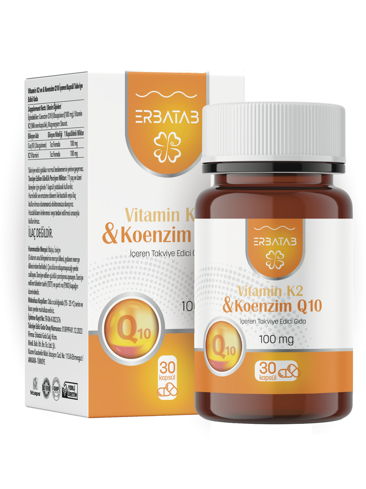 Erbatab Vitamin K2 ve Koenzim Q10 30 Kapsül