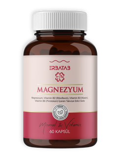Erbatab Magnezyum 3'lü Form (Bisglisinat, Sitrat, Malat) + Vitamin B2, B3, B6 60 Kapsül