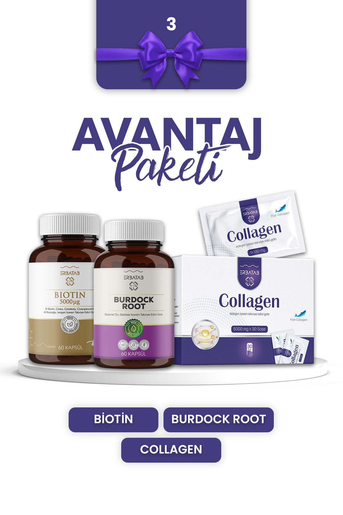 Erbatab Avantaj Paketi 3 (Kolajen, Biotin, Dulavratotu)