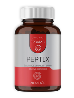 Erbatab Betain HCl Pepsin Takviye Edici Gıda Peptix 60 Kapsül
