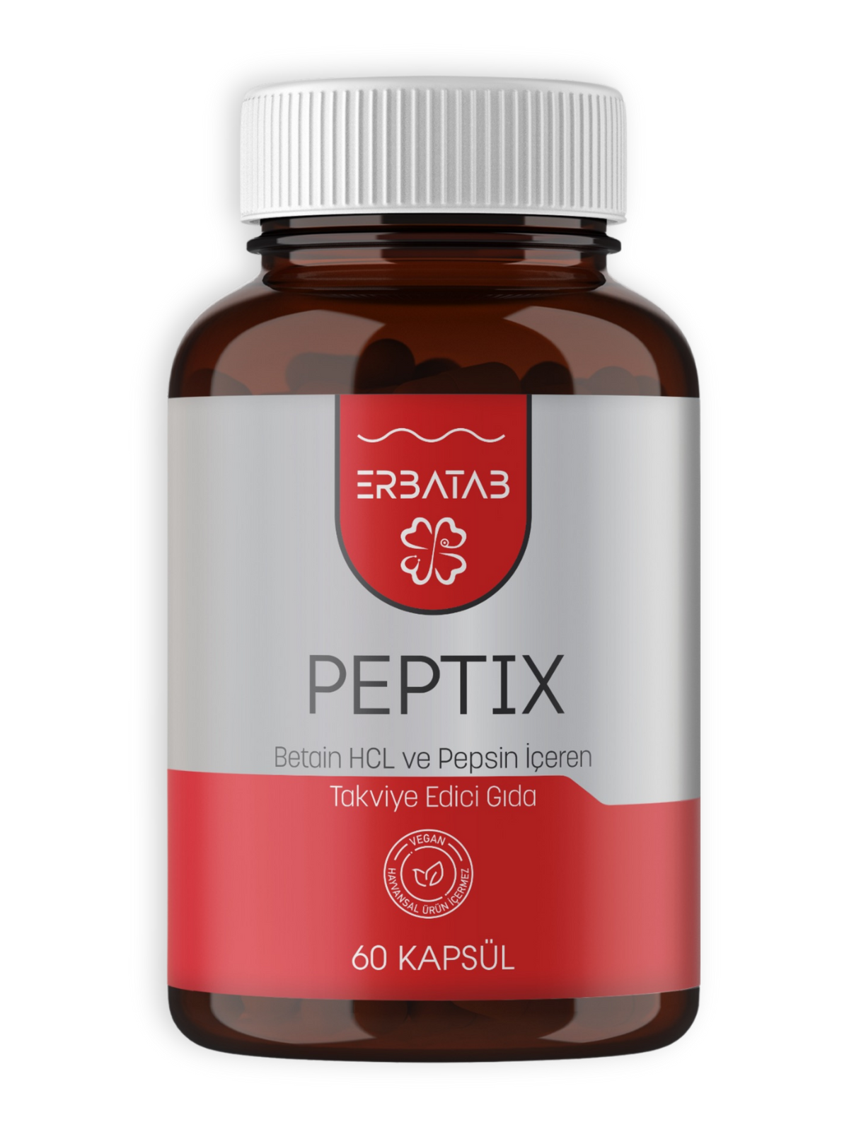 Erbatab Betain HCl Pepsin Takviye Edici Gıda Peptix 60 Kapsül