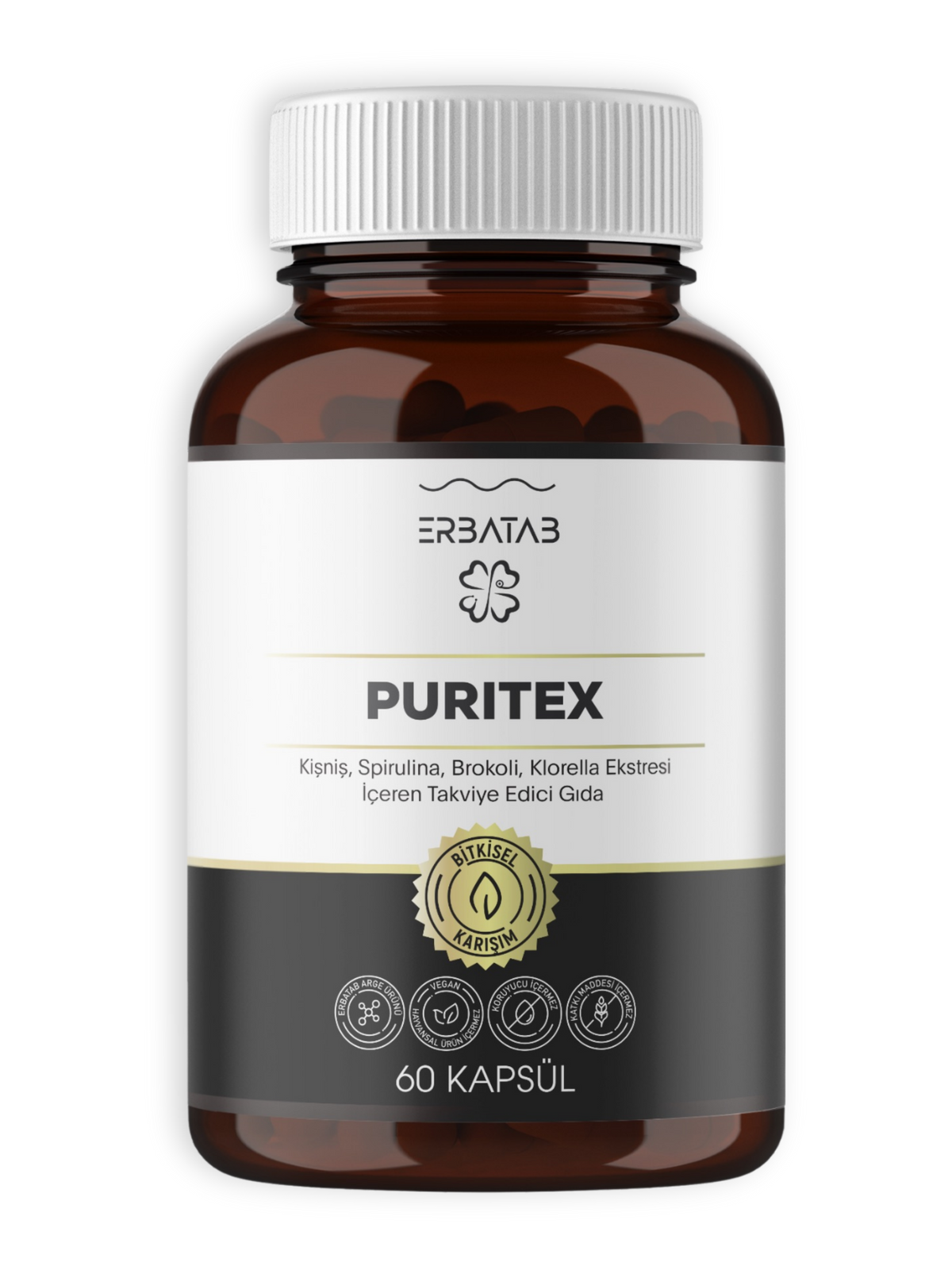 Erbatab Puritex (Kişniş, Spirulina, Brokoli, Klorella) 60 Kapsül