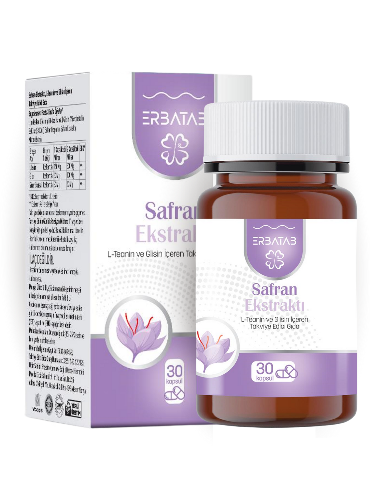Erbatab Safran Ekstresi, L-Teanin & Glisin Kompleksi 30 Kapsül