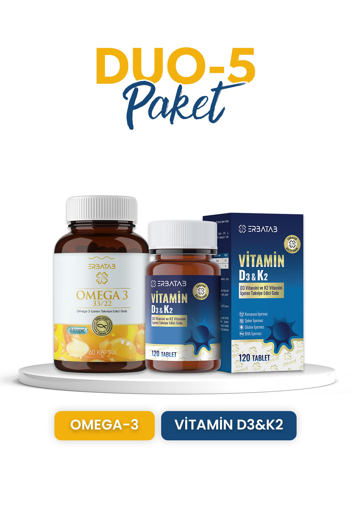 Erbatab Duo Paketi 5 (Omega 3 + D3K2 Tablet)