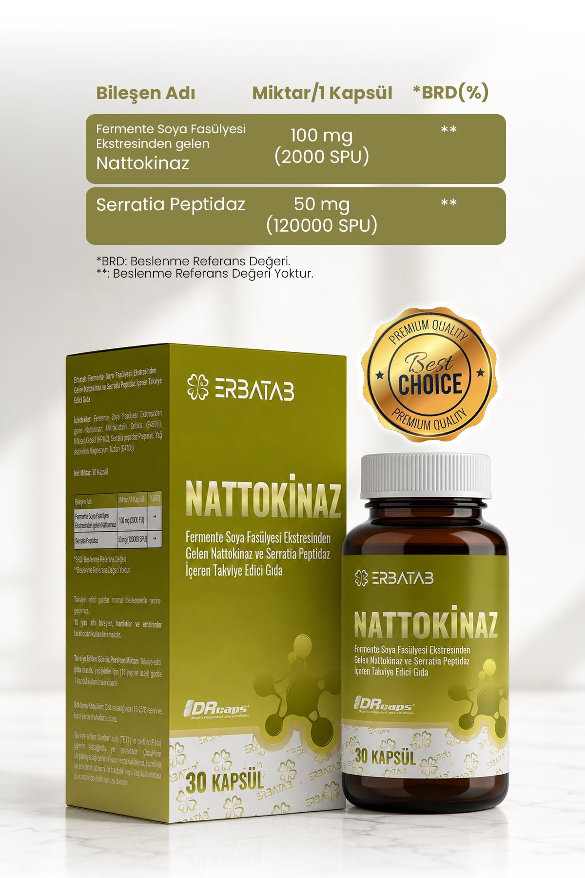 Erbatab Nattokinaz Takviye Edici Gıda – 30 Kapsül - 2