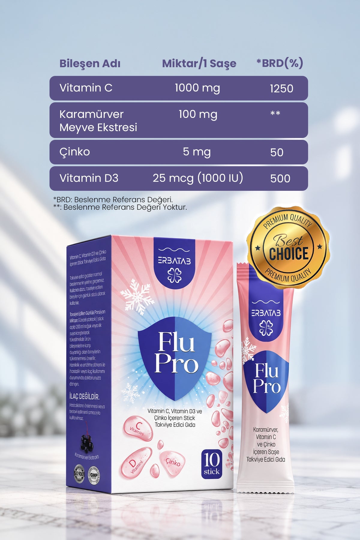 Erbatab Soğuk Kış Paketi (FluPro + D3K2 + Propolis) - 3